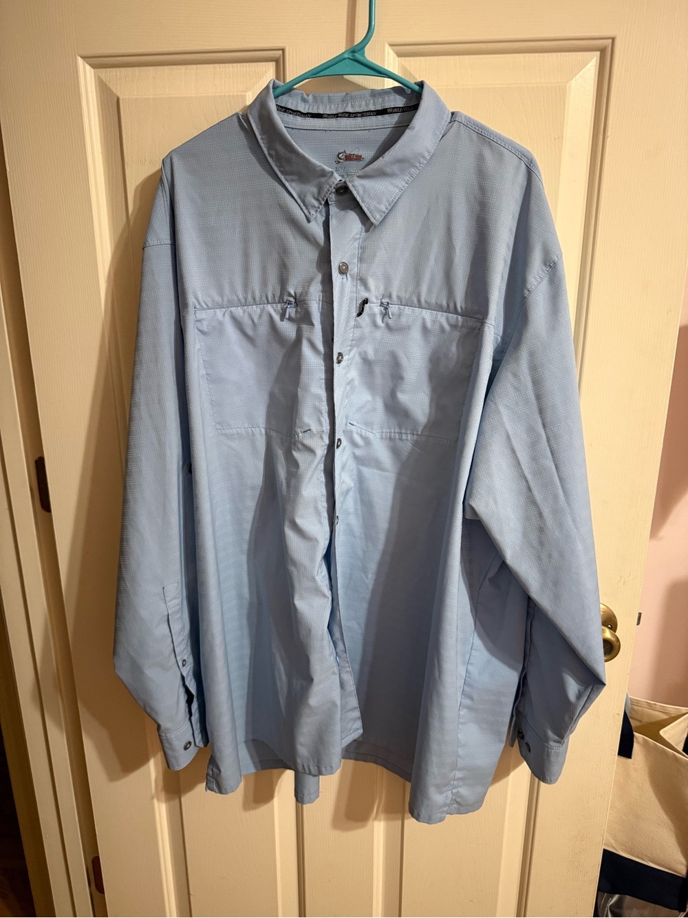 Basspro Worldwide Sportsman Men's Light Blue Long-Sleeve Button-Up Shirt size 3x